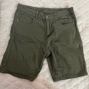 Men’s olive green denim shorts